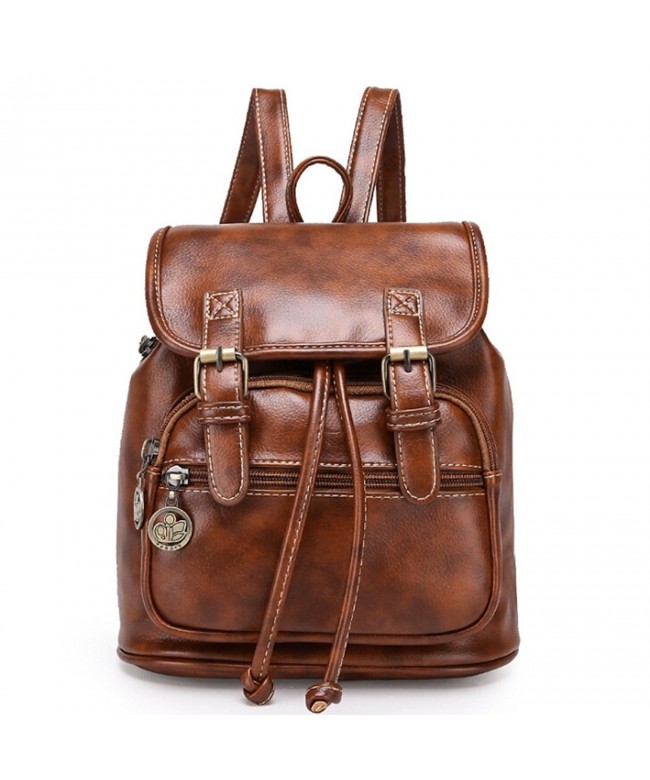 Angelliu Vintage Leather College Backpack
