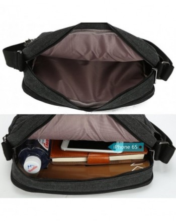 Men's Canvas Messenger Bag Shoulder Bag Crossbody Bag (Black) - Black ...