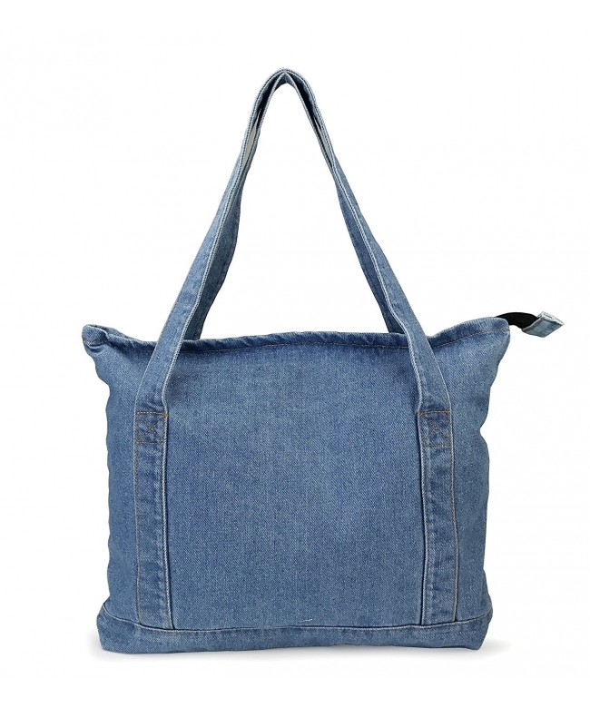 Light Weight Soft Denim Tote Unisex Shopper Shoulder Handbag - Blue ...
