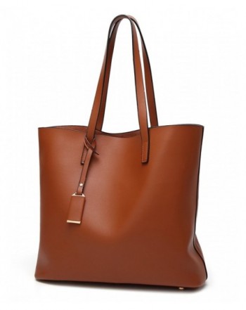 Women PU Leather Big Shoulder Bag Purse Handbag Tote Bags - Brown ...