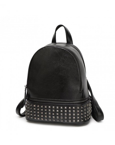 Rivet Studded Rhea Zip Faux Leather Backpack DayPack Womens Shoulder ...