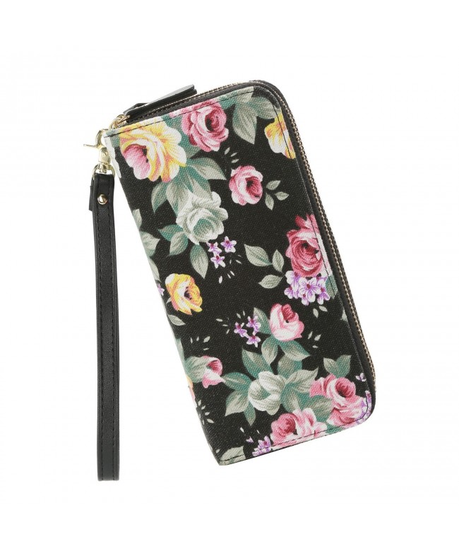 Wallet Zipper Floral Clutch Canvas