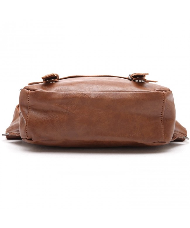 Pu Crazy Horse Leather-Like Vintage Women's Backpack School Bag - Brown ...