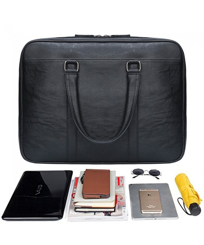 Briefcase Leather Messenger Business Men - Black - CC189O5U9M9