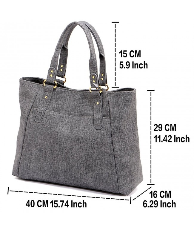 Women's PU Leather Handbags Lightweight Tote Casual Work Bag - 1-grey ...