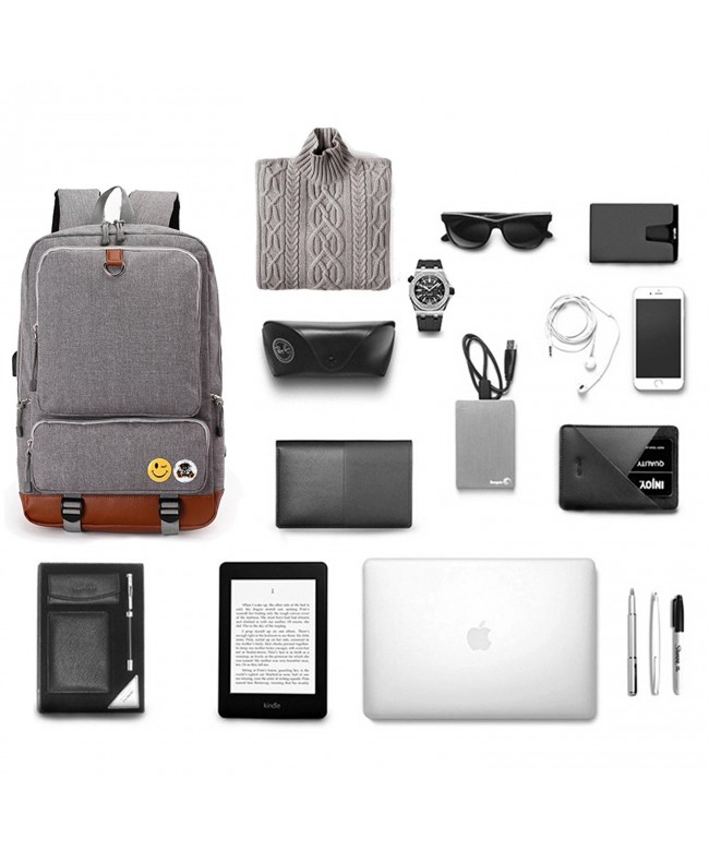 Backpack Compartment Notebook Shoulder - Grey - CB184K96C0Q