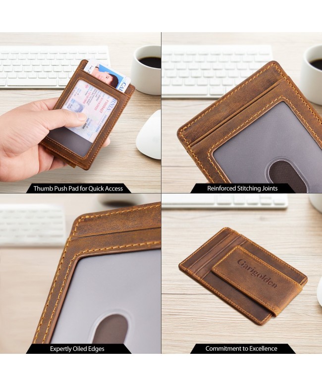 Money Clip Leather RFID Blocking Wallet for Men - Vintage Brown ...