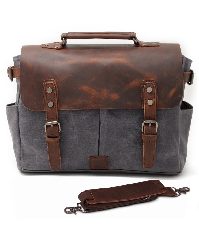 SUVOM Messenger Leather Briefcase Bookbag