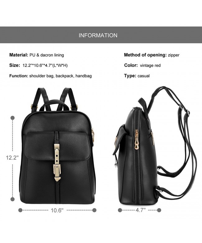 Leather Backpack Shoulder Handbag Stylish Lovely for Women - X-black ...