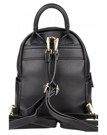 Vegan Multi-Zipper Top Handle Mini Backpack with Tassel Accents - Black ...