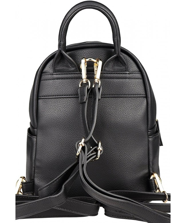 Vegan Multi-Zipper Top Handle Mini Backpack with Tassel Accents - Black ...