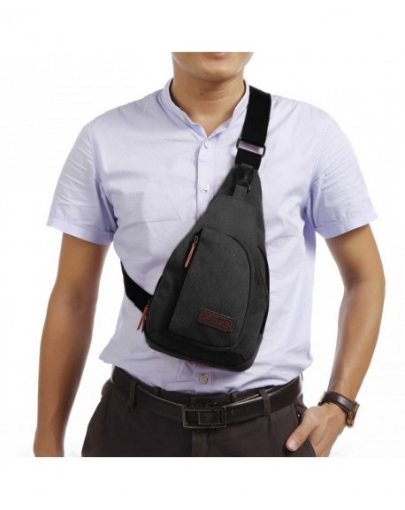 Canvas Sling Bag Small Crossbody Backpack for Men & Women - Black ...