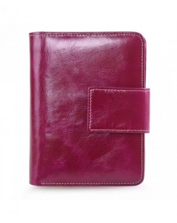 AINIMOER Genuine Leather Bi Fold Red