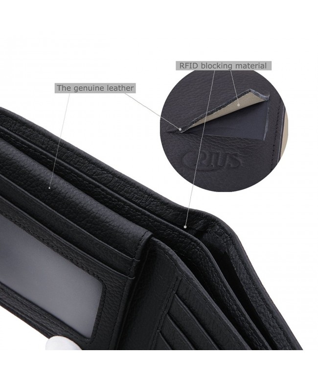 RFID Blocking Cowhide Leather Wallet for Men with 4 ID Windows ...