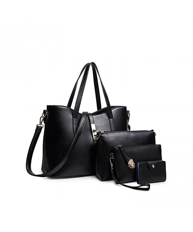 Women Fashion PU Leather Handbag+Shoulder Bag+Purse+Card Holder 4pcs ...