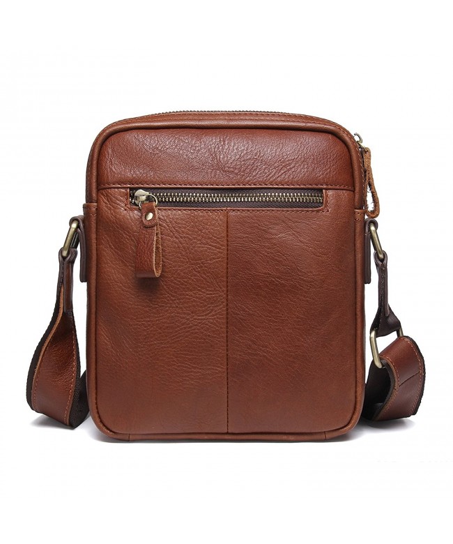 Genuine Leather Mens iPad Messenger CrossBody Bag Tab Handbag Brown ...