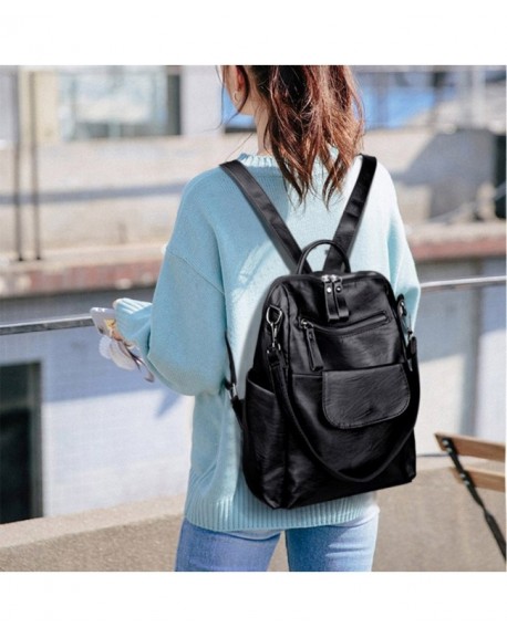 Women Backpack Purse Washed Leather Ladies Rucksack School Shoulder Bag ...