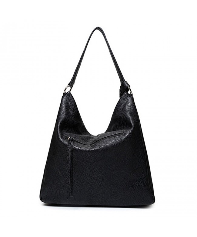 Women's PU Leather Large Hobo Bag Shoulder Bag Top Handle Tote - Black ...
