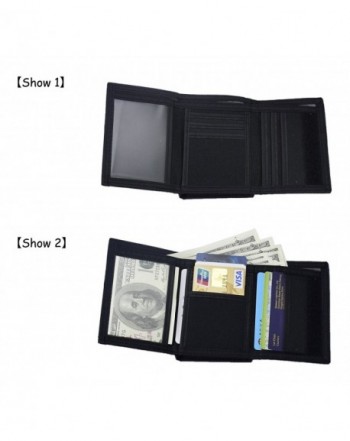 New Mens Canvas Trifold Wallets Purse with id window - 02 - Black ...