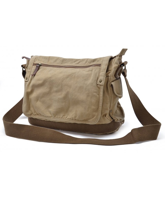 Vintage Canvas Messenger Bag Classic Cross-body Shoulder Bag - Khaki ...