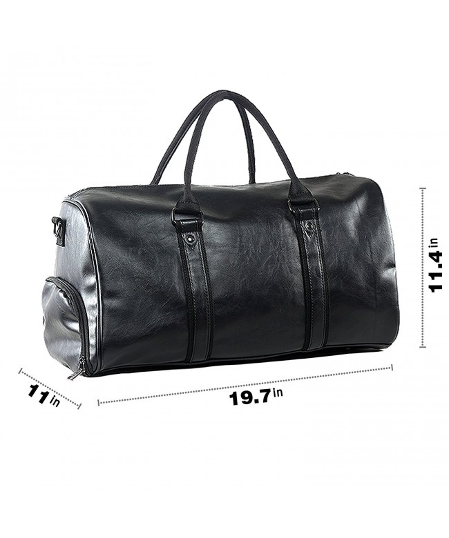 Mens PU Leather Oversized Weekender Duffel Bag Overnight Handbag ...