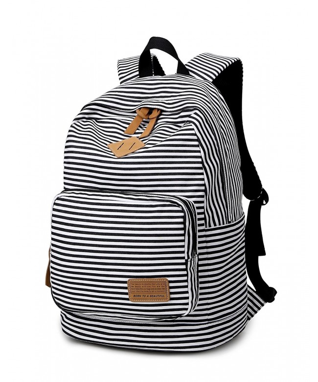 Spalison Striped Canvas Backpack Daypack