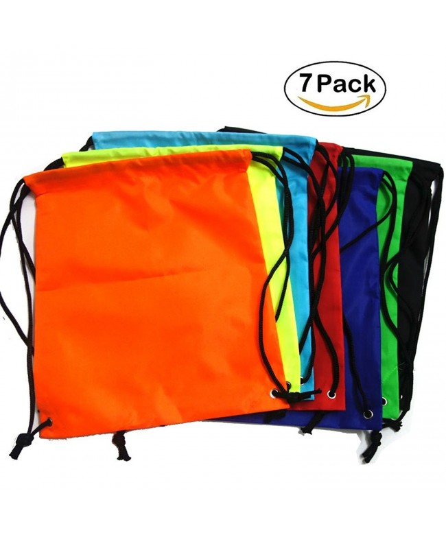 7 Pack Drawstring Backpack BagsSack Cinch Tote Gym Storage Backpack for ...