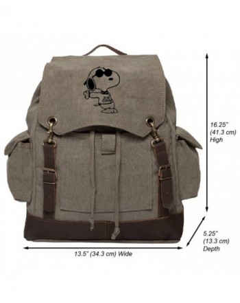 Snoopy Canvas Rucksack Backpack Leather