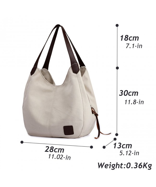 Fashion Women's Multi-pocket Cotton Canvas Handbags Shoulder Bags Totes ...