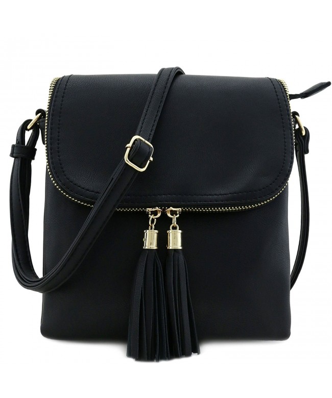 Double Compartment Crossbody Tassel Accent
