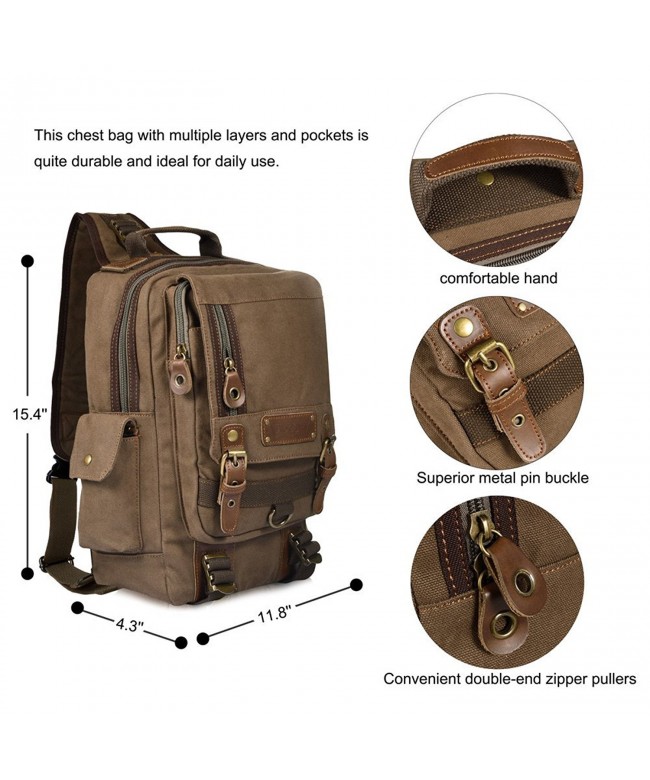 Men's Canvas Tactical Sling Pack for Travelling Hiking Trekking ...
