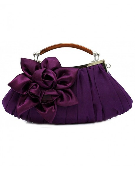 Women's Silk Flowers Wedding Evening Bags Clutch - Purple - C912LMRNZXZ