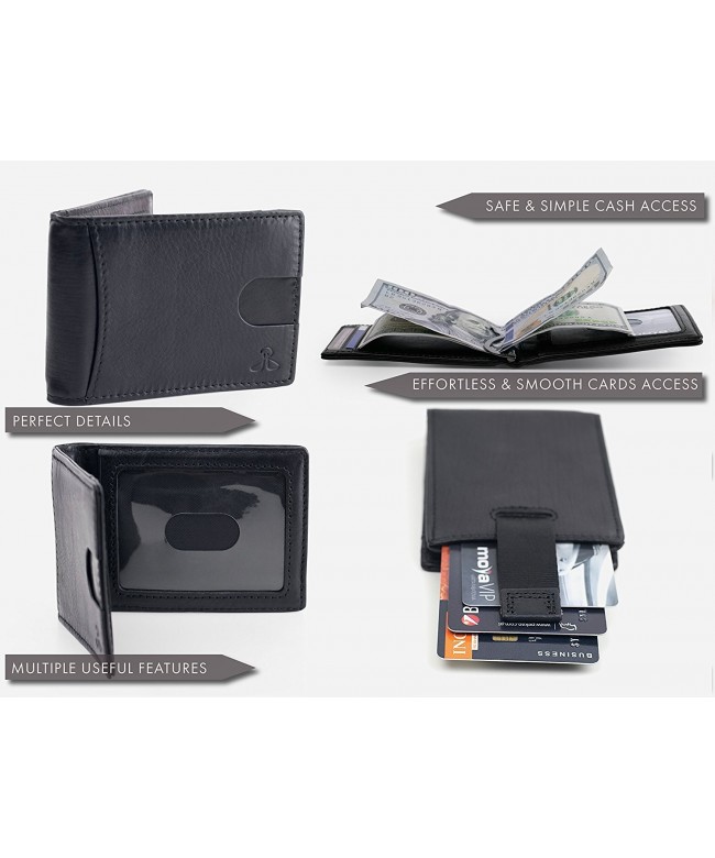 RFID Leather Wallets for Men - Bifold Slim Mens Wallet money clip card ...