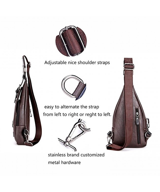 Sling Bag Genuine Leather Crossbody Magnetic Button Shoulder Backpack ...