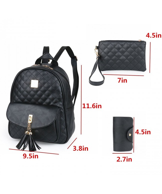 3Pcs/Set Women's Fashion Quilted Casual Backpack Leather Backpack for ...