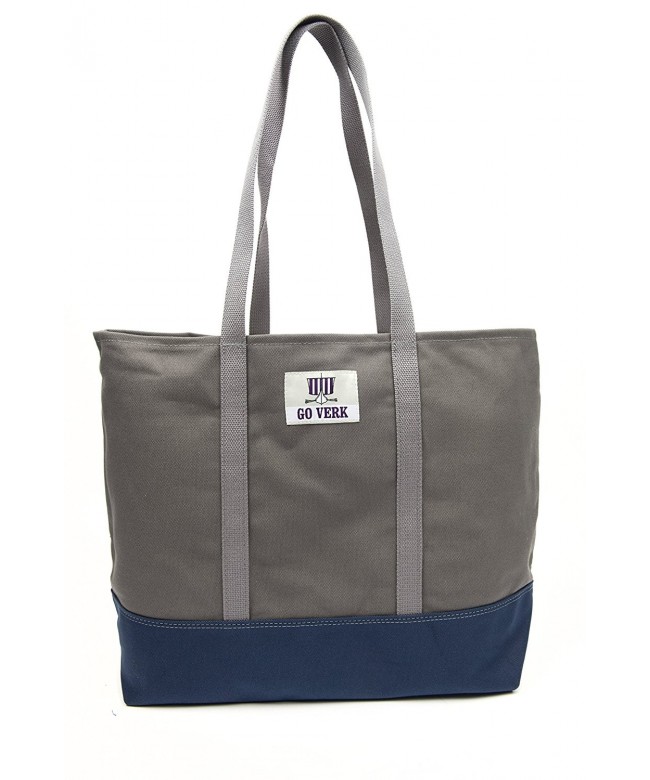 Travel Office Tote Bag Heavy Cotton Canvas - Charcoal Grey / Navy Blue ...