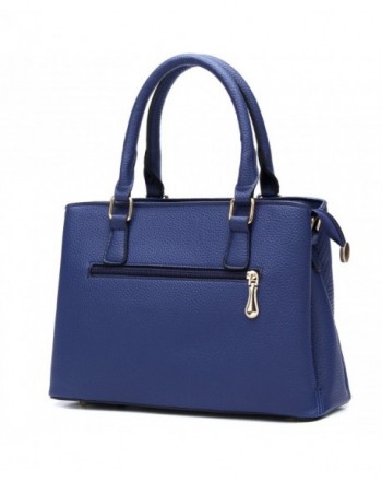 Women's Top Handle Satchel Handbag Tote Purse - Navy Blue - CF1868IERXZ