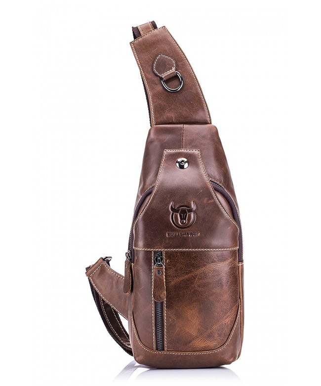 Genuine Leather Shoulder Backpack Resistant - Brown Brown - C4183M92NX2