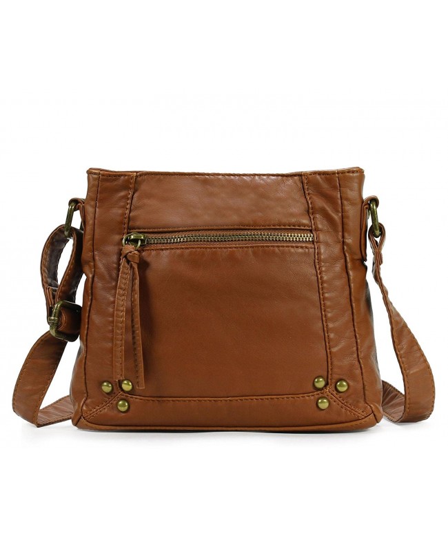 Soft Washed Square Style Crossbody Bag H1789 - Brown - CU123ISIENH