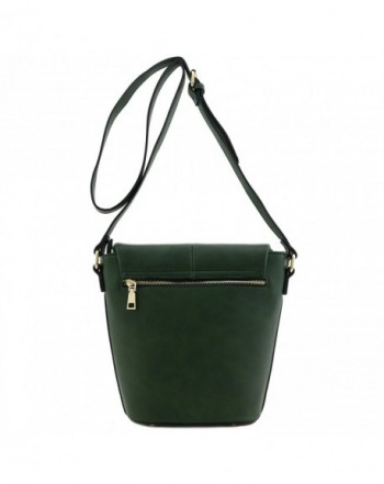 Flap Top Bucket Crossbody Bag with Tassel Accent - Olive - C6185XLDHT2