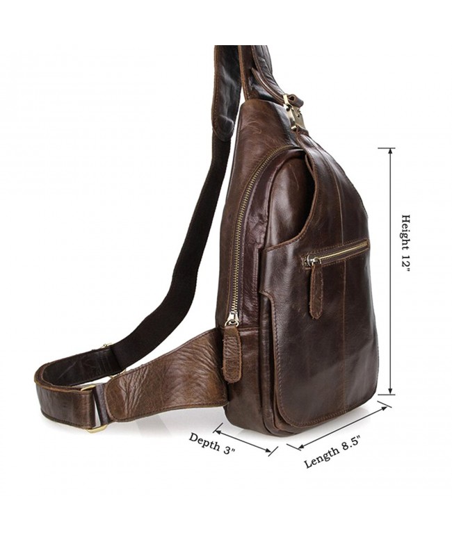 Men's Leather Outdoor Chest Cross Body Bag Fanny Backpack - deep brown ...