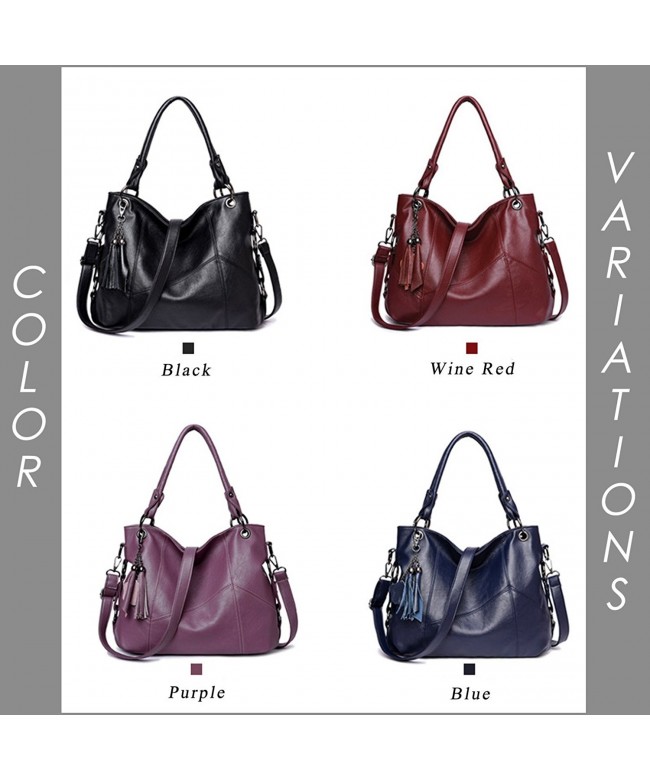 Soft Leather Handbag Hobo Style Purse Tote Shoulder Bag with Tassel For ...