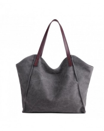 Women's Casual Canvas Tote Bags Shoulder Handbag Travel Bag - Gray ...