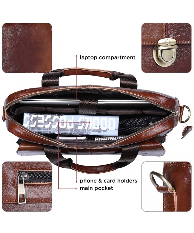 Men's Briefcase Genuine Leather Laptop Business Shoulder Bag Messenger ...