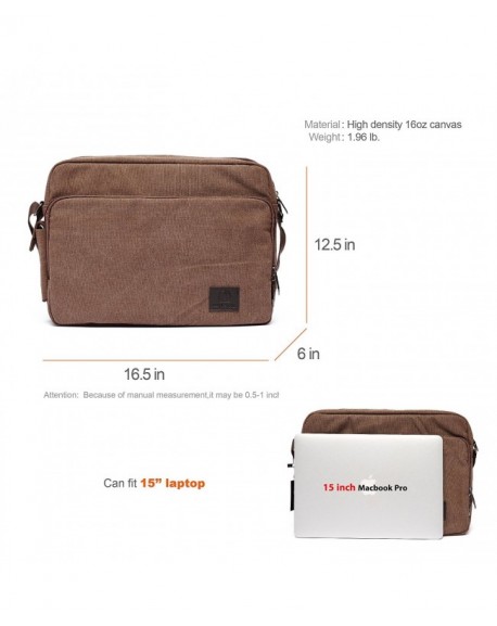 Men Canvas Messenger Bag with Multi Pockets - Brown - Large - CY17YSOZ5US