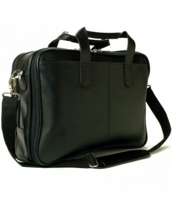 Monroe Leather Briefcase Top-Zip Laptop Messenger Bag Black - Black ...