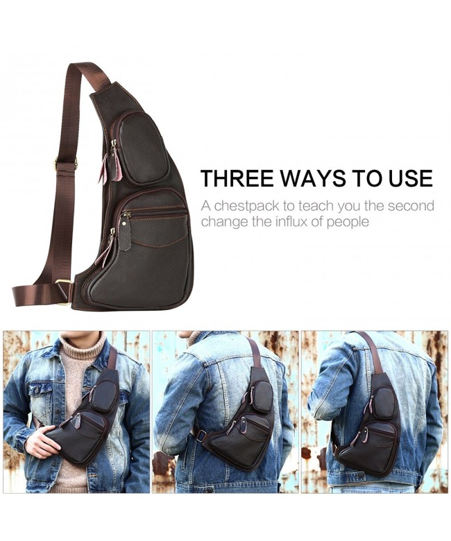 Men's Leather Retro Chest Sling Crossbody Shoulder Bag Multipurpose ...