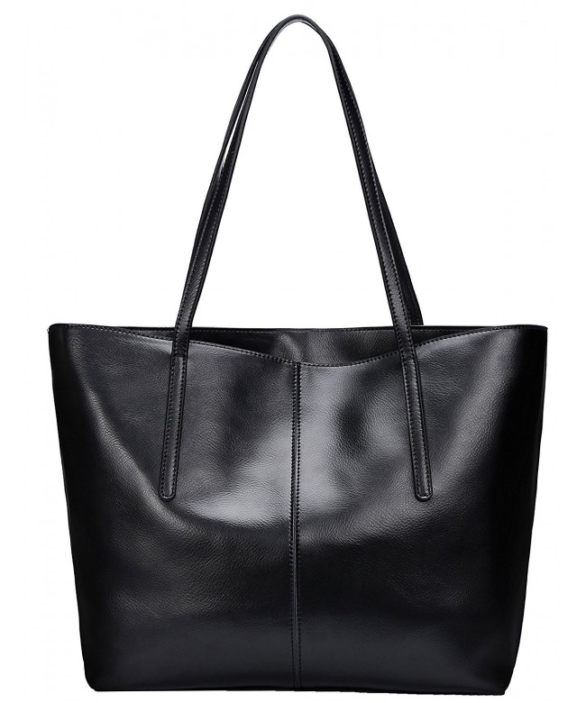 Women's Handbag Genuine Leather Tote Shoulder Bags Soft Hot - Black ...