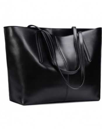 Women's Handbag Genuine Leather Tote Shoulder Bags Soft Hot - Black ...