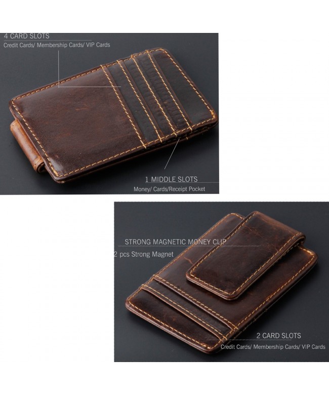 Mens Money Clip Wallet - Genuine Leather Magnet Front Pocket Wallet ...